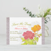 Asian Peony Damask Wedding Save the Date (Staand voorkant)