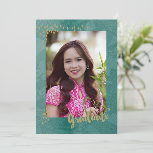 Asian Photo Afstuderen Announcement Bedankkaart (Staand voorkant)