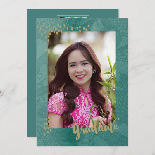 Asian Photo Afstuderen Announcement Bedankkaart (Voorkant / Achterkant)