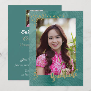 Asian Photo Afstuderen Announcement Bedankkaart