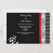 Asian Red Black Blossom Birthday Party 2 Kaart (Achterkant)