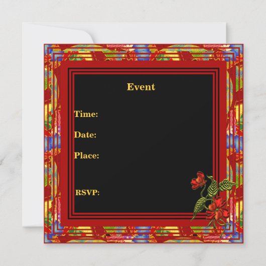 Asian Red Black Floral Sweet 16 Birthday Party Kaart (Achterkant)