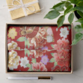 Asian Red Gold Pink Modern Floral  Tissuepapier (Geschenk)