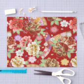Asian Red Gold Pink Modern Floral  Tissuepapier (Craft)