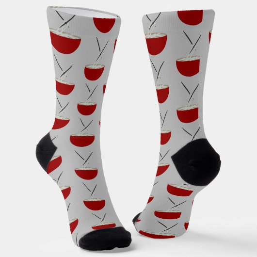 Asian Rice Noodles Bowl Pattern Sokken (Gebogen)