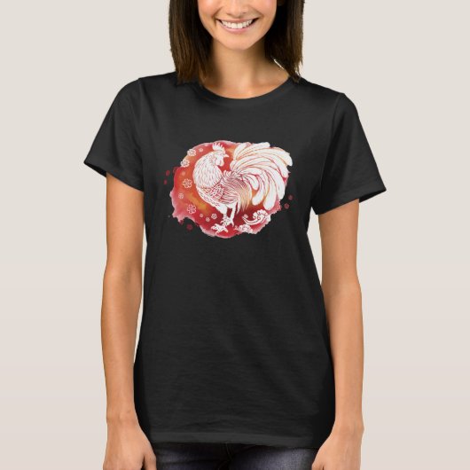 Asian Rooster Chinese Zodiac Fancy Red Rooster T-shirt (Voorkant)