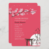 Asian Sakura Baby shower Invitation Kaart (Voorkant / Achterkant)