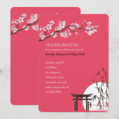 Asian Sakura Engagement Party Invitation Kaart (Voorkant / Achterkant)