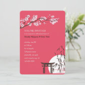 Asian Sakura Engagement Party Invitation Kaart (Staand voorkant)