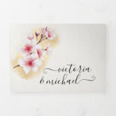 Asian Soft Gold Wedding Drieluik Uitnodiging (Cover)