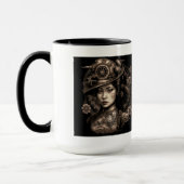 Asian Steampunk Woman Combo Mok, 15 oz Mok (Links)