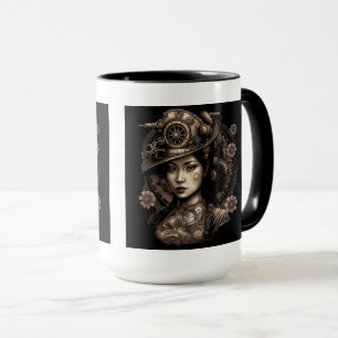 Asian Steampunk Woman Combo Mok, 15 oz Mok