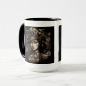 Asian Steampunk Woman Combo Mok, 15 oz Mok (Voorkant links)