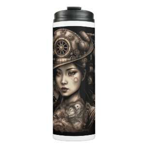 Asian Steampunk Woman Thermal Tumbler Thermosbeker