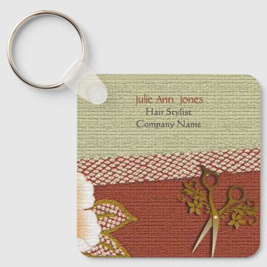 Asian Style Hair Stylist Business Card Keychain (Voorkant)
