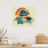 Asian Temple Pagoda en poster voor zoneafdruk (Keuken)