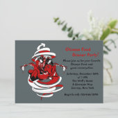 Asian Theme Dinner Party Invitation Kaart (Staand voorkant)