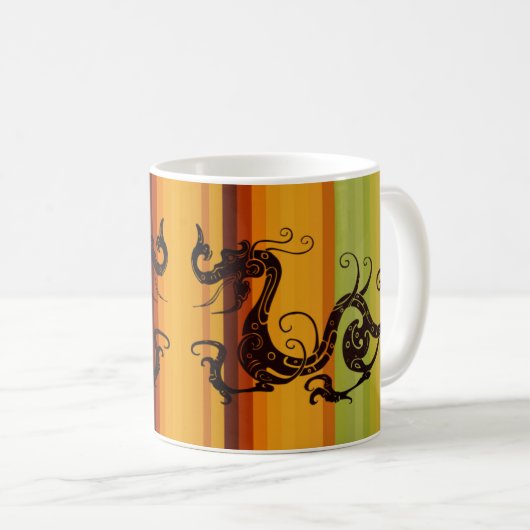 Asian Tribal Dragon Silhouette Art Koffiemok (Voorkant rechts)