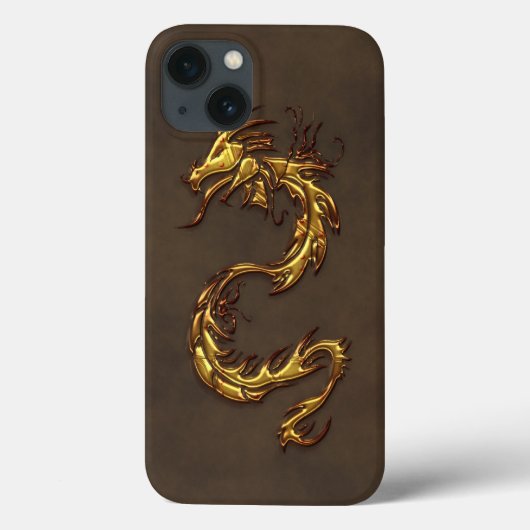 Asian Tribal Gold Dragon & Faux-Leather Case-Mate iPhone Case (Achterkant)