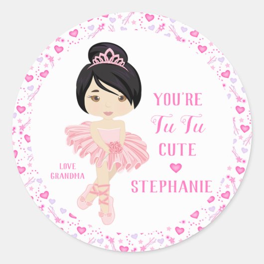 Asian Tu Tu Cute Ballerina Ronde Sticker (Voorkant)