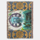 Asian Turquoise Buddha Statue Foto Vredescitaat Deken (Voorkant Verticaal)