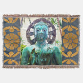 Asian Turquoise Buddha Statue Foto Vredescitaat Deken (Voorkant)