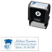 Asian Umbrella Girl in Kimono-adres Zelfinktende Stempel (In situ)