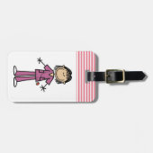 Asian Vrouw Stick Figuur verpleegster Bagagelabel (Voorkant horizontaal)