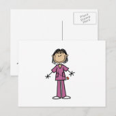 Asian Vrouw Stick Figuur verpleegster Briefkaart (Voorkant / Achterkant)