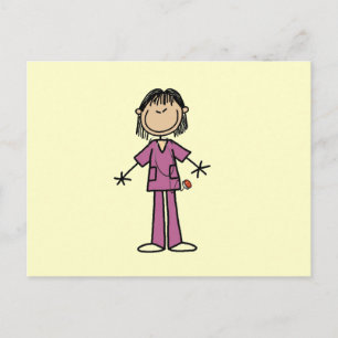 Asian Vrouw Stick Figuur verpleegster Briefkaart