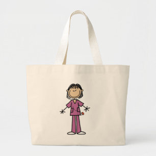 Asian Vrouw Stick Figuur verpleegster Grote Tote Bag