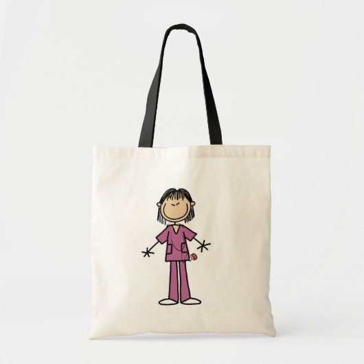 Asian Vrouw Stick Figuur verpleegster Tote Bag (Voorkant)