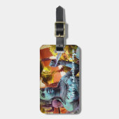 Asian Warrior Blue Statue Laat het avontuur beginn Bagagelabel (Voorkant verticaal)