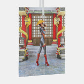 Asian Warrior Maiden Glas Ornament (Voorkant Rechts)