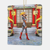 Asian Warrior Maiden Keramisch Ornament (Links)