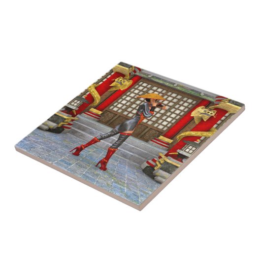 Asian Warrior Maiden Tegeltje (Zijkant)