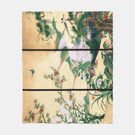 Asian Waterfall Wisteria Rozen Bird Fleece Blanket Deken (Voorkant)