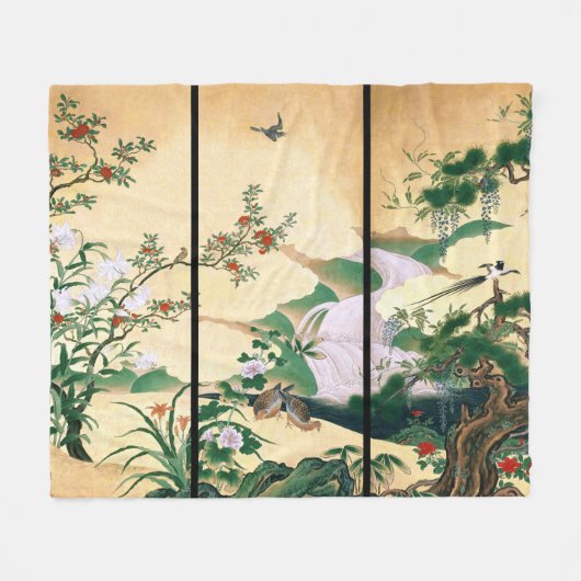 Asian Waterfall Wisteria Rozen Bird Fleece Blanket Deken (Voorkant (Horizontaal))