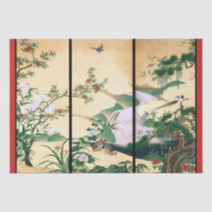 Asian Wisteria Floral Doves Waterfall Tissue Paper Tissuepapier