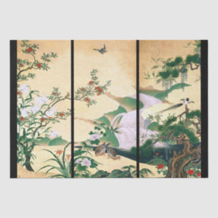 Asian Wisteria Floral Doves Waterfall Tissue Paper Tissuepapier