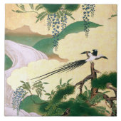 Asian Wisteria Flowers Waterfall River Bird Tile Tegeltje (Voorkant)