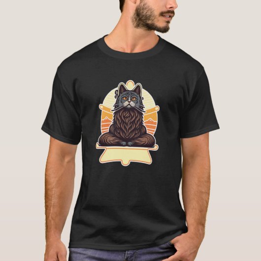 Asian Yoga Cat Deep in Meditation and Relaxation T-shirt (Voorkant)