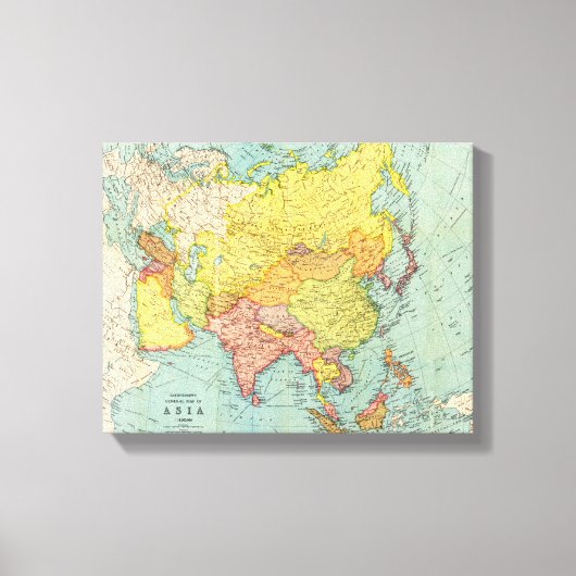 AsiaPanoramic MapAsia 10 Canvas Afdruk (Voorkant)