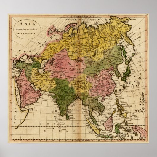 AsiaPanoramic MapAsia 10 Poster (Voorkant)