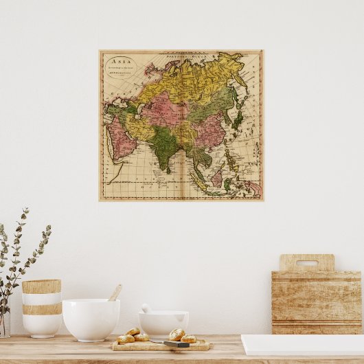 AsiaPanoramic MapAsia 10 Poster (Keuken)