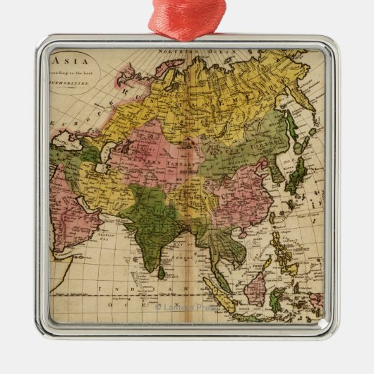 AsiaPanoramic MapAsia 3 Metalen Ornament (Voorkant)
