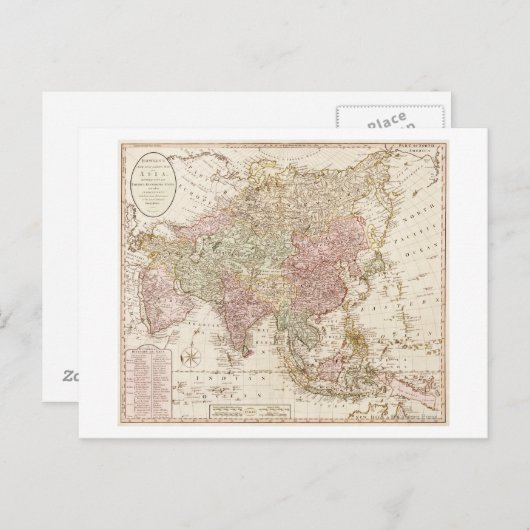 AsiaPanoramic MapAsia 4 Briefkaart (Voorkant / Achterkant)