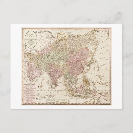 AsiaPanoramic MapAsia 4 Briefkaart (Voorkant)