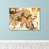 AsiaPanoramic MapAsia 4 Canvas Afdruk (Insitu (Houten vloer))