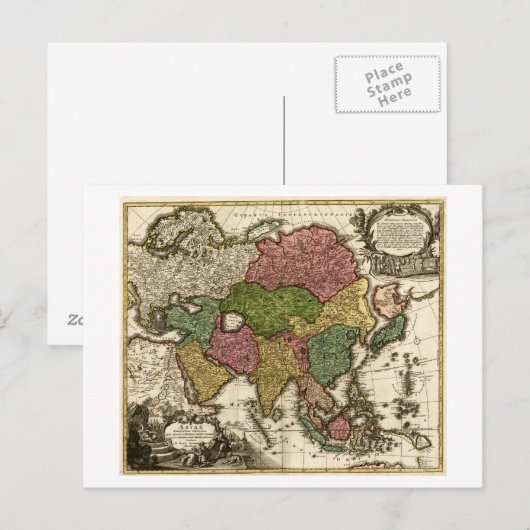 AsiaPanoramic MapAsia 5 Briefkaart (Voorkant / Achterkant)